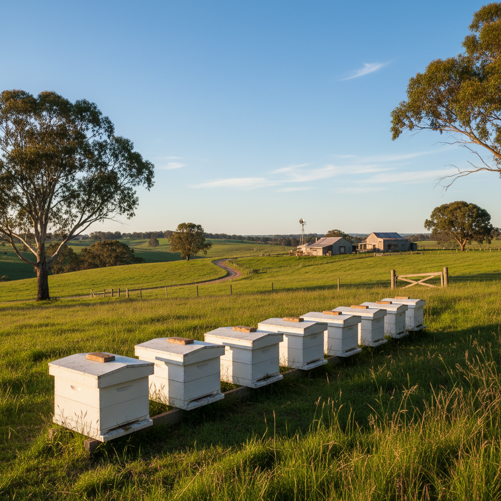 Row of beehives